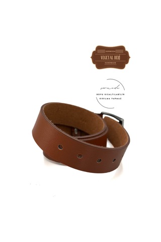 Sermoda 38 Mm Vegetal Deri Düz Kot Kemeri Taba