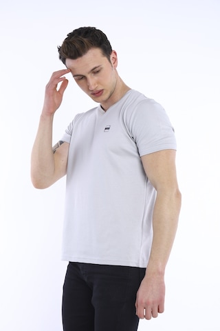 Escetic Erkek Gri Erkek Slim Fit Pamuklu Kısa Kollu Bisiklet Yaka T-Shirt