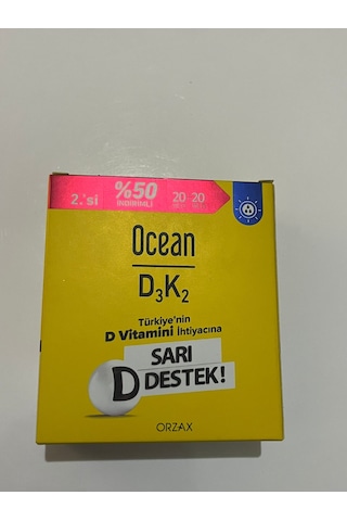 Orzax Ocean Vitamin D3k2 Damla 20 Ml 2'li Avantaj Paket Yeni Ambalaj