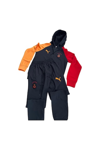 Kısmet Sepeti Siyah Kapüşonlu Rüzgar Geçirmez Kumaş İçi İnce Pamuk Kaplı Sarı Kırmızı Nakış İşlemeli Çocuk Eşofman Takımı Sarı - Kırmızı -siyah