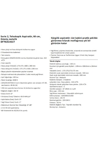 Bosch DFT63CA51T Teleskopik Aspiratör Inox