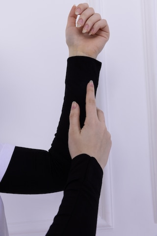 Likralı Penye Kolluk Siyah - Pratik Kadın Tesettür Düz Namaz Kolluğu 1 Çift 40cm Viskon Hijab Siyah