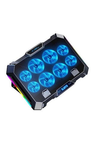 Vortex 8x Fan - 10 Mod Rgb - Lcd Ekran - Fan Ve Yükseklik Kademeli 2x Usb Notebook Soğutucu