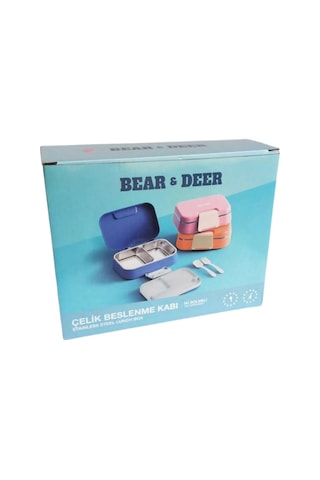 B&d Tek Katlı İki Bölmeli Çelik Pembe Beslenme Kabı Bes001 Pembe