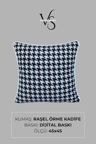 Kırlent Kılıfı Motif Desenli 45x45 Raşel Örme Kadife Çift Taraflı Dijital Baskı Beyaz Biyeli 02 Çok Renkli