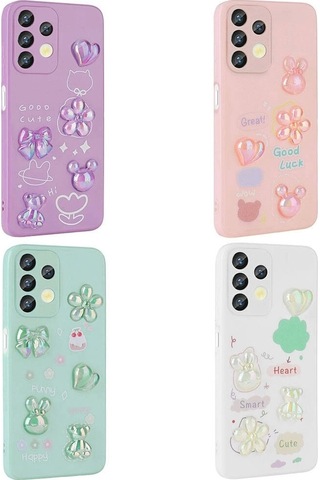 Galaxy Uyumlu A13 4g Kılıf Kabartma Figürlü Parlak Zore Toys Silikon Kapak