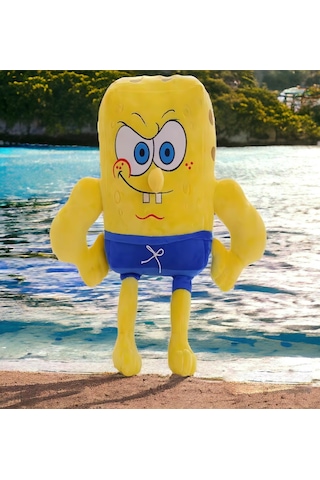 İthal Kumaş Renkli 3 Boyutlu Sünger Bob Figür Peluş Oyuncak Çeşitleri Uyku & Oyun Arkadaşı Dev 70 Cm 001