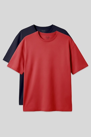 Oversize Fit Basic 2li Paket Lacivert-fiesta Erkek T-shirt - 88353 Lacivert - Kırmızı