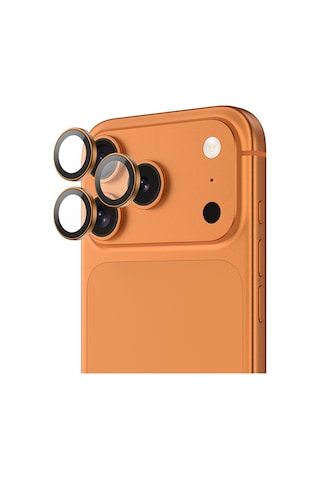 Apple Uyumlu iPhone 17 Pro Max Benks Dr Safir Kamera Lens Koruyucu Turuncu