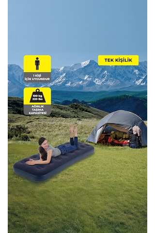 Terravita Tek Kişilik Şişme Yatak + Pompa 191 x 73 x 22 CM 100 KG Taşıma Kapasiteli 24040 Lacivert