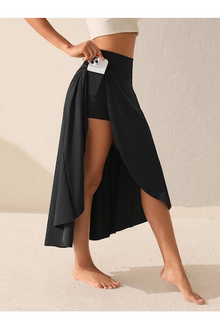 Kadın Cep Detay Taytlı Sandy Etek Siyah
