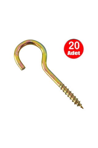 Piton 20 80 Çengel 5cm Vidalı Kanca -20 Adet 20 80