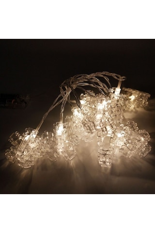 Dekor Düğün Işıkları Pilli Kar Tanesi Mandal Led Işık Snow Flake Photo Clip Gün Işığı 2 Metre Led Gün Işığı