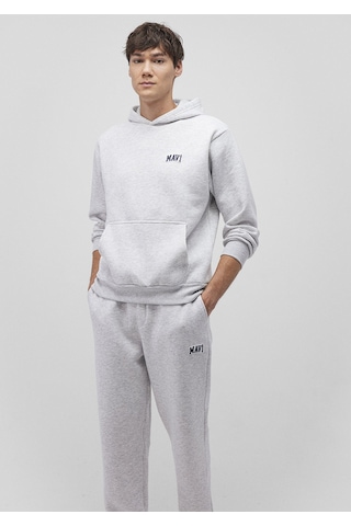 Mavi - Mavi Logo Baskılı Kapüşonlu Gri Sweatshirt 0s10173-82498 Gri