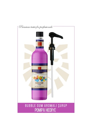 Simoenlli Kahve Şurubu Bubble Gum Aromalı 700 ML + Pompa Simonelli