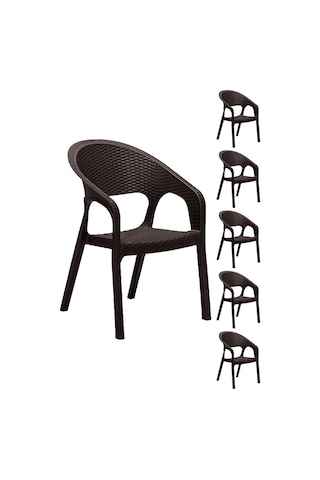 6 Adet Garden Kahve Sandalye / Balkon-bahçe-teras Kahverengi