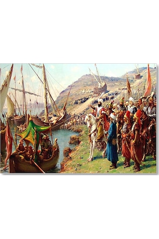 Cakasepetim İstanbul Fethi Fatih Sultan Mehmet Gemileri Karadan İndirilmesi Ahşap Mdf Tablo