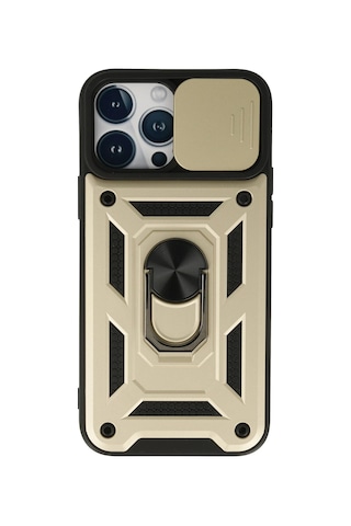 Newface - 668 - iPhone Uyumlu 13 Pro Max Kılıf Pars Lens Yüzüklü Silikon - Csmo-tex - - Gold