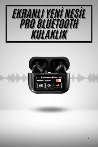Yeni Nesil Anc Özellikli Çağrı Cevaplayan Dokunmatik Ekranlı Bluetooth Kulaklık Siyah Kulak Içi
