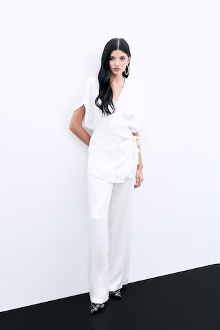 Sateen Cepli Bol Pantolon - Ekru-136044 Ekru