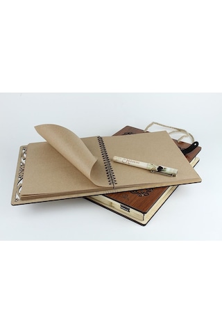 Kişiye Özel Ahşap Kutulu Kalemli Akardiyon Defter