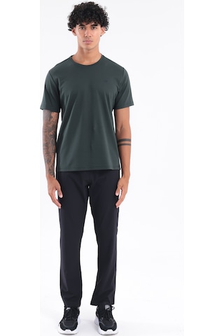 Rowinger Modal İnterlock Kumaş Minimal Logolu Bisiklet Yaka Erkek Spor T-shirt Darkgreen