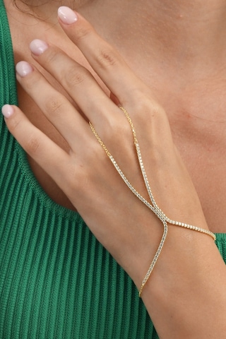 Gümüş Altın Yaldızlı Zirkon Taşlı Su Yolu Modeli Şahmeran Barcode Beyaz - Rose Gold
