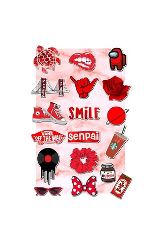 Kırmızı Temalı Laptop Notebook Tablet Sticker Seti 18 Adet Diğer