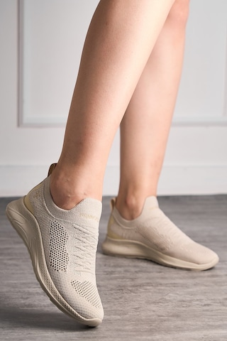 Günlük Unisex Sneaker Slip-on Nefes Alabilen Hafif Yürüyüş Bağcıksız Esnek Spor Ayakkabı 041f Bej