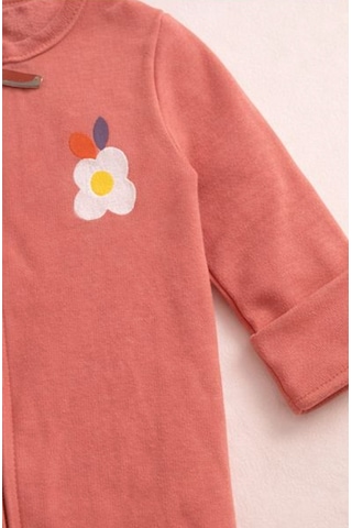 Baby Fou Kendinden Eldivenli Bebek Tulum Pembe
