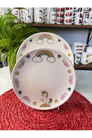 6 Parça Unıcorn Model Çocuk Bebek Yemek Takımı Beslenme Seti Çok Renkli