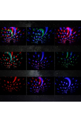 Konesam Usb Şarjlı 2'li 1 Bluetooth Hoparlörlü Yıldız Gökyüzü Projektör Işığı Rgb Renkler, 5 Saat Çalışma Süresi