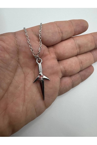 Naruto Kunai Figürlü İtachi & Sasuke Temalı Unisex Kolye 60 Cm Zincirli Anime Takı Gümüş 36742559