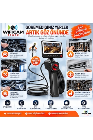 Joystıck Kontrollü Endüstriyel Endoskop Yılan Kamera 1.5 Metre