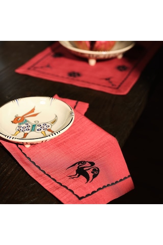 Karaca Home Paye Selçuklu Serisi Kuş Terracotta Nakışlı Amerikan