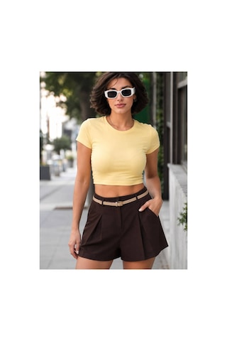Gigi Wardrobe Portofino Yüksek Bel Şort Ekru Ekru