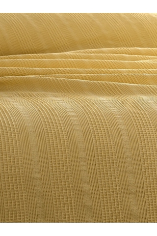Çift Kişilik Waffle Pike 210x230cm, %100 Pamuk, Petek Tasarım, Hardal Hardal Hardal