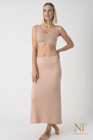 Nt Underwear Bambu Uzun Etek Astarı, Maxi Jupon Doğal Kumaş, Modern Kalıp. Bej
