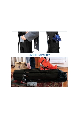 Xindoker Siyah Dış Mekan Balıkçılık Çantası, 600d Oxford Kumaş, Su Geçirmez, 5 Adet Kamış Ve Makine Taşıma Kabiliyeti, Çok Fonksiyonlu Envanter Saklama Çantası