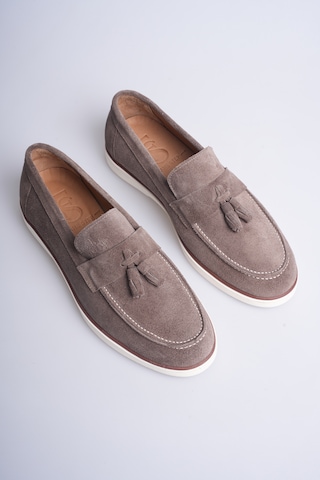 Fame Step Hakiki Deri Erkek Loafer Ayakkabı Süet Günlük Rahat Casual Mokasen Püsküllü Siena Vizon