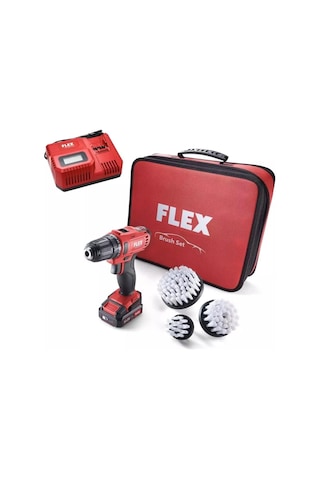 Flex Şarjlı Vidalama Ve Detaylı Temizlik Fırça Seti - Dd 2g Matkap, 3lü Fırça 10.8v 2.5ah Akülü