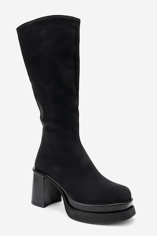 Luvishoes Luvi Shoes Carm Siyah Nubuk Platform Topuklu Kadın Çizme Siyah