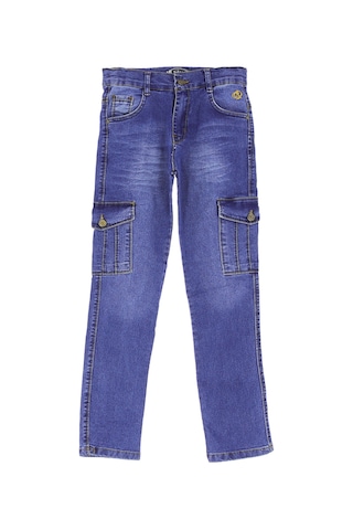 Modanino Erkek Çocuk Likralı Kargo Cepli Esnek Belli Jean Pantolon 13-17 Yaş 12366 Indigo