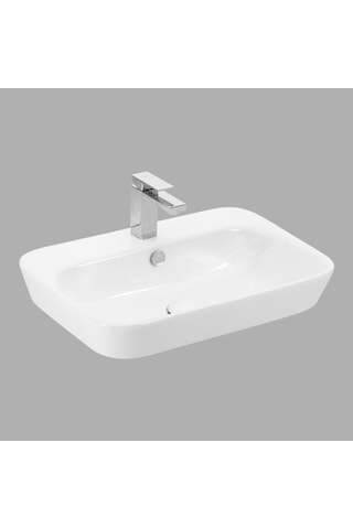 Lucco Mita 65 CM Tezgah Üstü Dikdörtgen Lavabo Beyaz