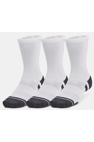Under Armour Unisex UA Performance Tech 3’lü Paket Crew Çorap 1379512-100 Beyaz - Gri