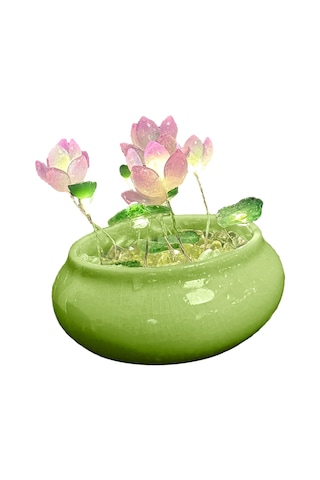 Homyl Lotus Gece Lambası Çiçeği Süs Kapalı Minimalist Masa Mor Çok Renkli