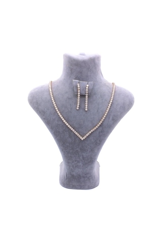 Altın Kaplama Rose Zirkon Taşlı Su Yolu Kadın Set Set-145 Altın