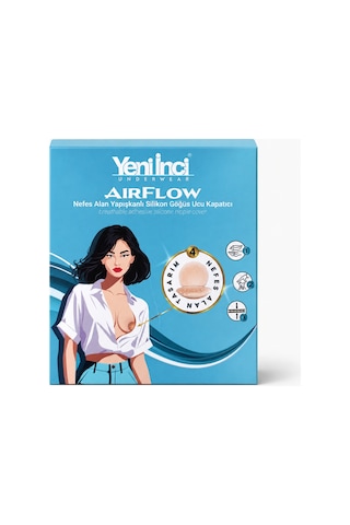 Yeni İnci Airflow Nefes Alan Yapışkanlı Silikon Göğüs Ucu Kapatıcı Ten