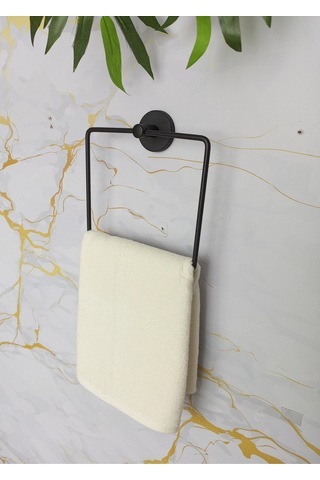 Yapışkanlı Banyo Aksesuar Seti 3 Katlı Eko Şampuanlık,kare Havluluk,tuvalet Kağıtlığı, Bornozluk Siyah