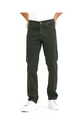 Digital Jeans Normal Kesim Fermuarlı Geniş Paça Yüksek Bel Erk Haki Açık Gri